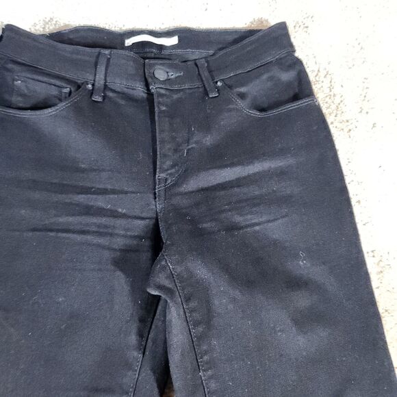 Levis Jeans Womens 6M Black Denim Mid Rise Skinny Grunge Dark Wash 90s Biker - Picture 2 of 12